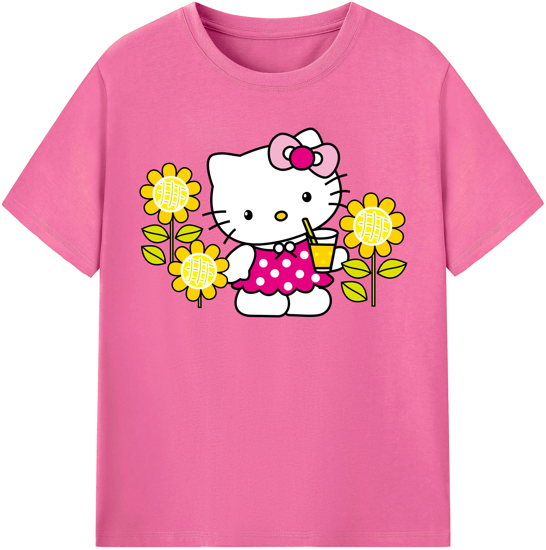 （画像用） Hello Kitty ハローキティ レディースカジュアルプリントTシャツ（綿100％）
